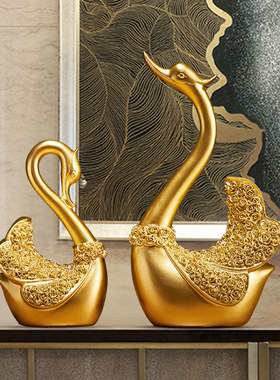 极速北欧式天鹅小摆件一对北欧家居客厅酒柜电视柜U隔断装饰品新