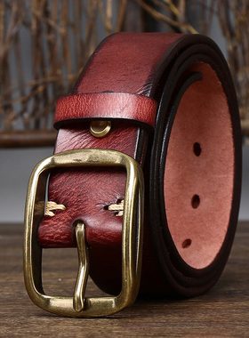 极速3.8CM Thick Cowhide Copper Buckle Genuine RLeather Casua