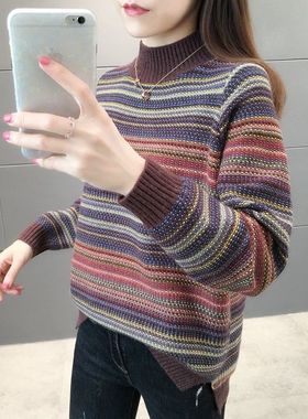 极速2021 Autumn Winter Women Half Turtleneck PulloversY Fema
