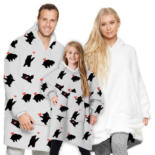 极速Winter Pizza Digital Lawmb Fleece Reversible Parent-Chil