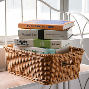 极速编织收纳筐书房杂物t篮书报整理框仿藤大号酒店毛巾拖鞋收纳