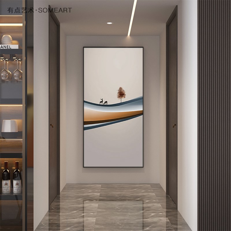 极速现代a简约进门玄关装饰画麋鹿极简客厅壁画楼梯间轻奢走廊过
