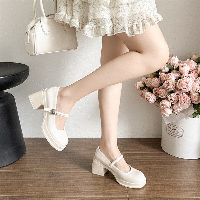 新品婚纱专用增高鞋松糕厚底粗跟新娘玛K丽珍婚鞋神器一字带伴娘
