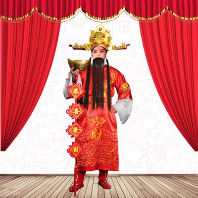 新品财神服装全套财神爷古装演出服公司年会迎新年开Y业庆典庙会