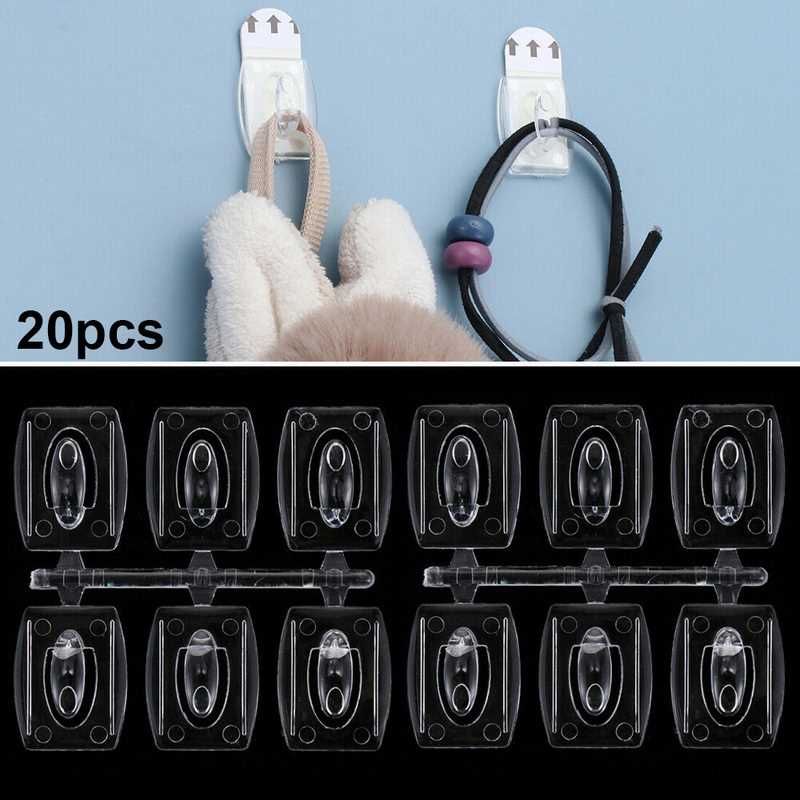 极速20pccs Wall Hooks Waterproof Transparent Strong Self