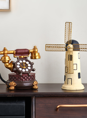 极速怀旧复古荷兰风车摆件现代简约客厅电视柜酒柜家居.装饰品书