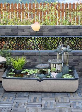 汉韵堂轻奢落地流水摆件阳台花园布置庭院鱼池创意造景露台水景观