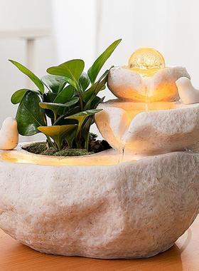 风水球流水摆件循环水客厅办公室开业招财生财桌面小假山喷泉轻奢