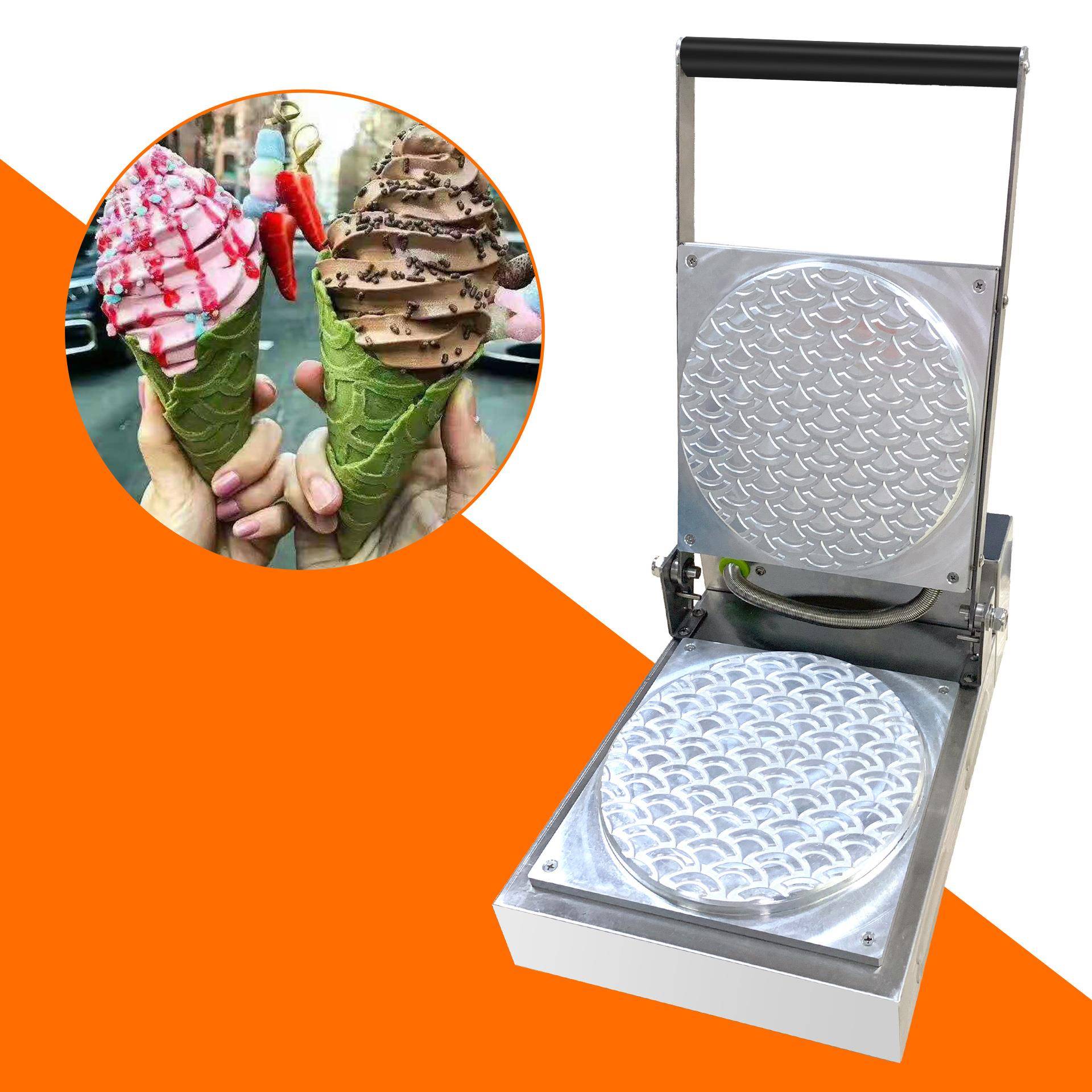 广州首飞冰淇淋甜筒脆皮机网红甜筒三角形扇形纹路