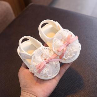 学步6 一周岁蕾丝公主鞋 软底鞋 12个月 凉鞋 婴儿夏季 女宝宝包头鞋