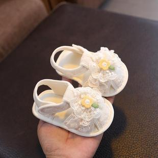 软底鞋 透气防滑新款 12个月 女宝宝夏季 婴儿凉鞋 蕾丝花边公主鞋