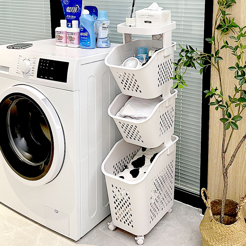 速发多功能置物小浴室脏衣纳架推车卫生间收篮架夹缝收纳落地多层