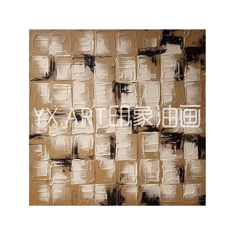 速发手绘油画民宿侘寂风复古客厅装饰画餐厅玄关抽象色块轻奢肌理图片