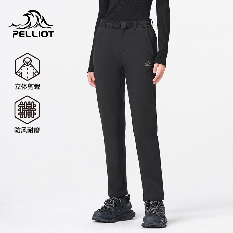 伯希和户外软壳裤女款防风冬季保暖裤修身运动休闲徒步登山长裤