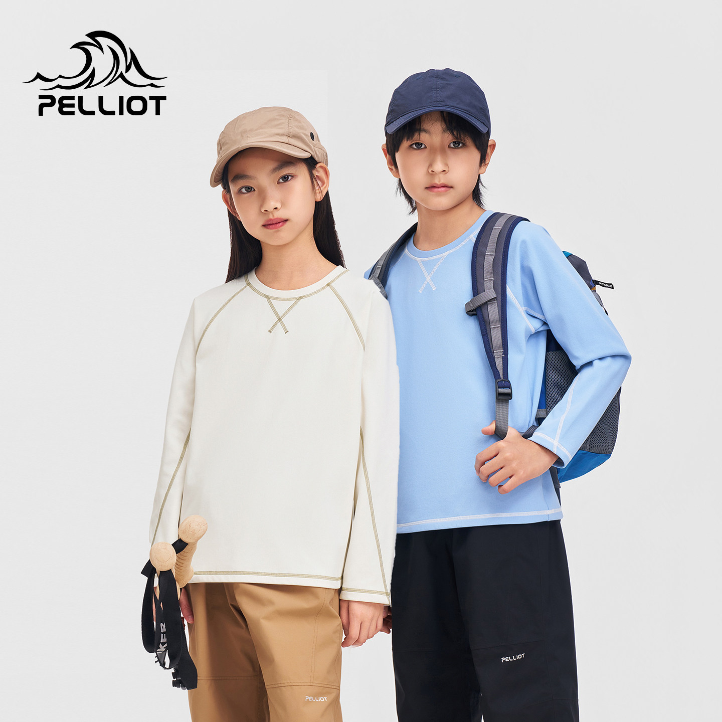 伯希和户外运动T恤男童女童新款抗菌运动内搭轻盈保暖打底上衣