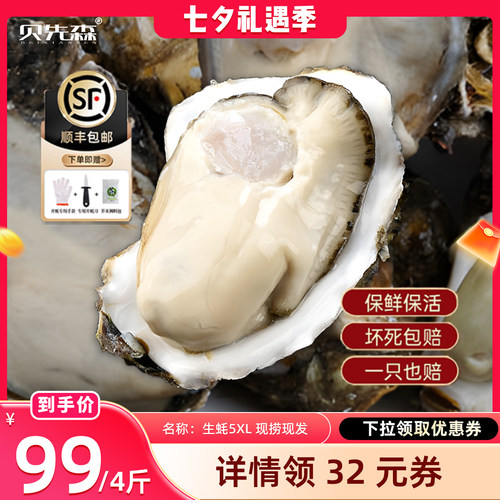 【晁然618预售】生蚝鲜活5XL4斤净重整箱5斤毛重新鲜