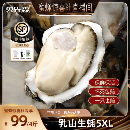【蜜蜂惊喜社】生蚝鲜活5XL4斤净重整箱cb