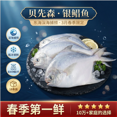 【交个朋友】银鲳鱼鲜活冷冻深海海捕白鲳鱼海鲜水产18条