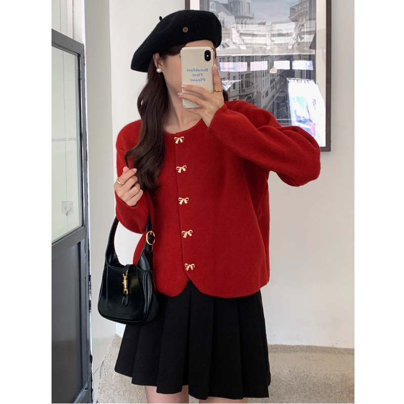 圣诞节毛衣女秋冬费尔岛复古氛围感穿搭上衣针织开衫圆领毛衣xc