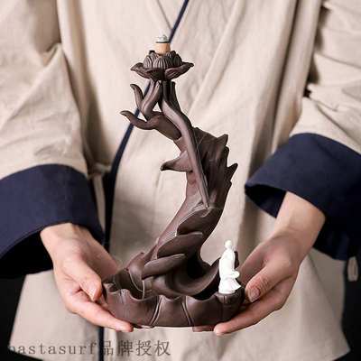 速发New Chinese purple sand backflow incense burner ceramic