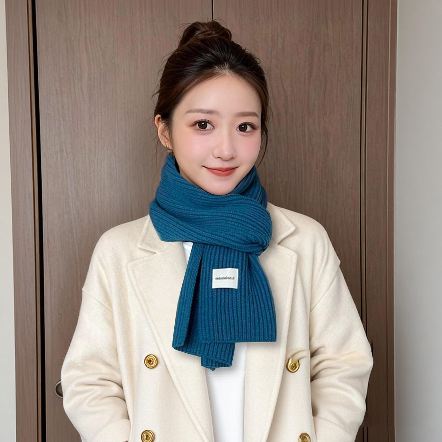 冬季蓝色新款ins围巾女冬季2025百搭情侣款围脖保暖韩版加厚保