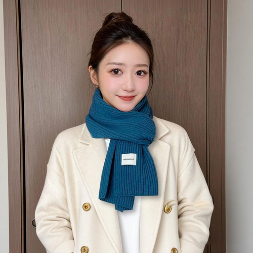 冬季蓝色新款ins围巾女冬季
