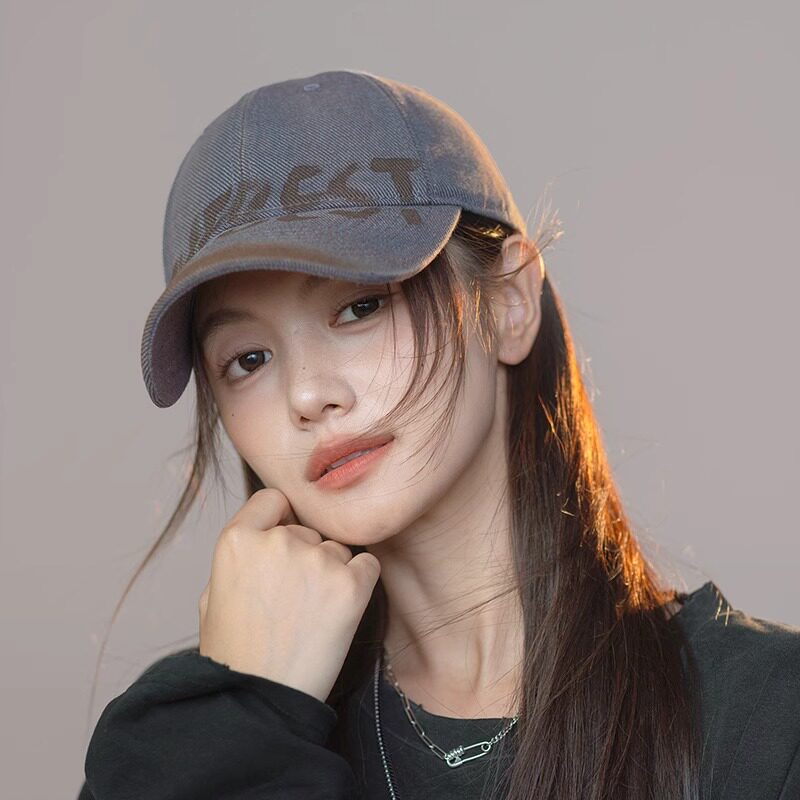 美式复古水洗牛仔棒球帽子女2025新款夏季百搭加大头围显脸小字母图片