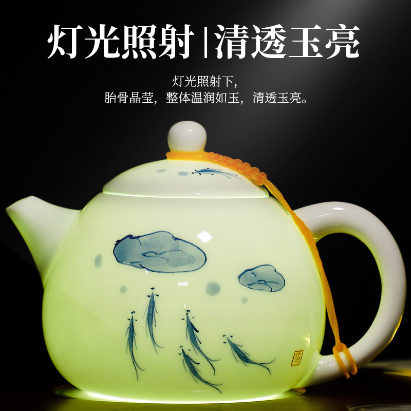 陶瓷手绘茶壶大号家用德化白瓷