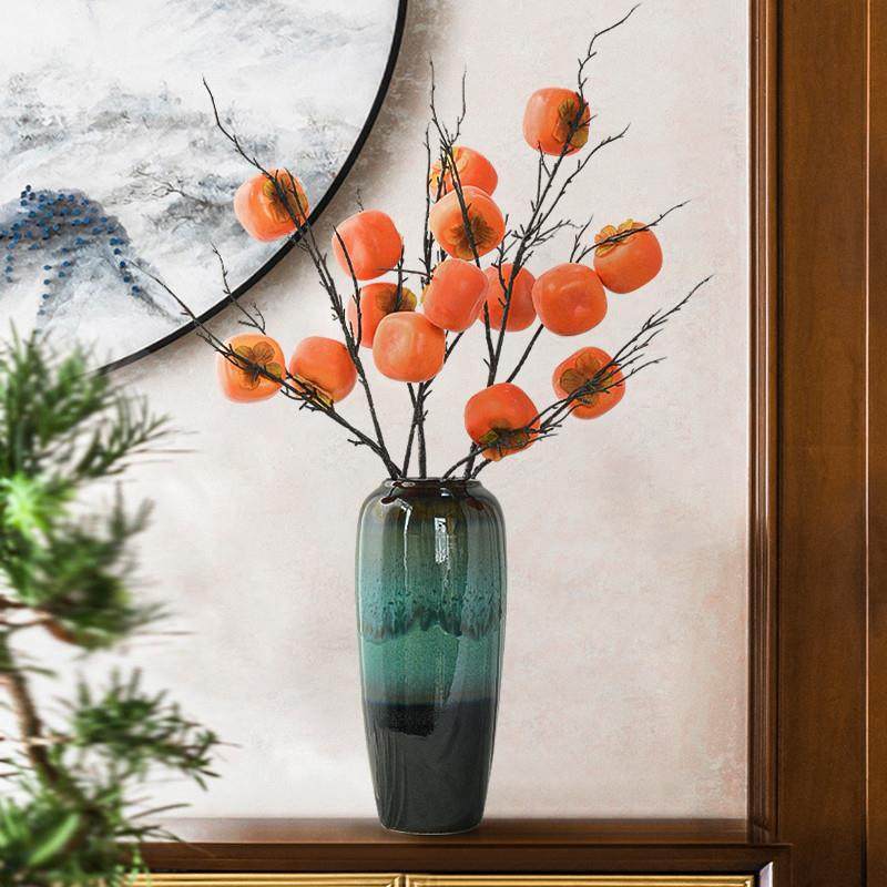 极速仿真石榴柿子l果实假花树枝客厅摆设柿柿如意干燥花装饰摆饰