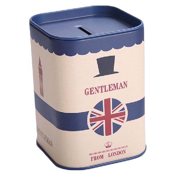 极速Cute Piggy Bank Metal Square London Gentleman Tin.plate