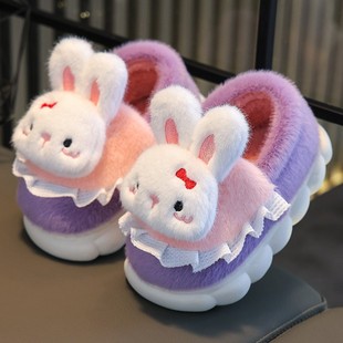 秋冬Q款 极速女童棉鞋 儿童室内鞋 2023新款 加绒防滑毛毛拖 女孩冬季