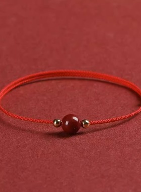 极速朱砂好运珠红绳脚炼女本命年平安手錬简L约手錬ins小众设计学