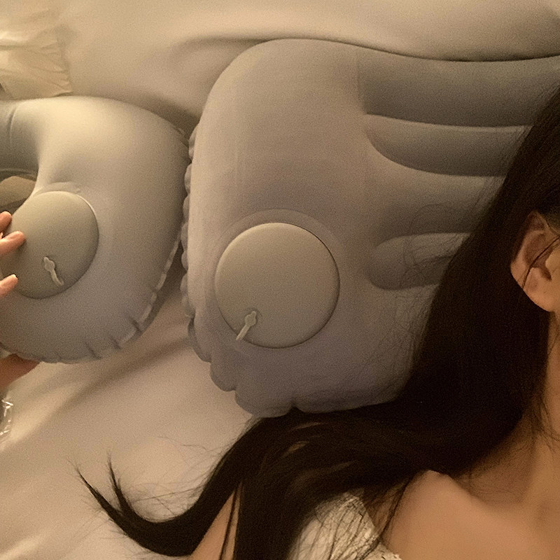 极速按压式充气u型枕o护颈椎枕便携吹气U形枕旅行枕头办公室午睡
