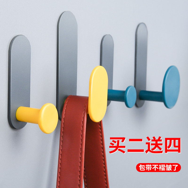 新品免打孔衣服挂钩o强力粘胶门后挂衣架墙上创意壁勾粘钩壁挂墙