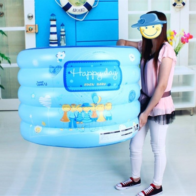 极速婴儿游泳池家用新生儿宝宝A圆形浴池家庭洗澡桶加高可折叠充