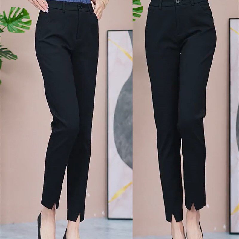 新品2024春秋i夏季新款女士小脚裤休闲裤九分裤薄款裤子西装高腰