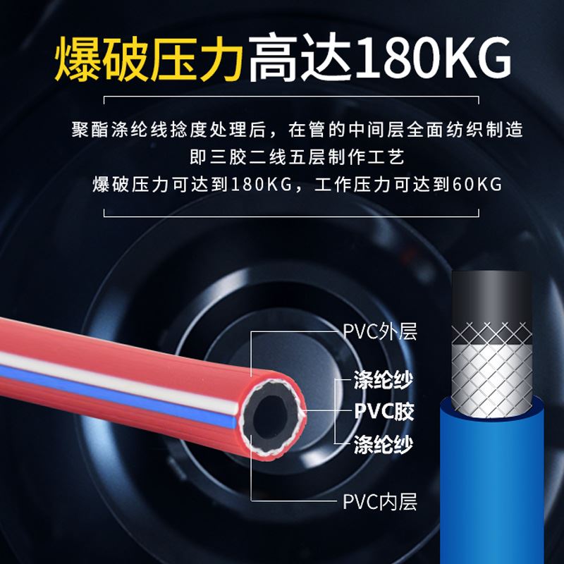 极速。氧气管三胶两线两件式单独分开乙炔管气割L黑色8 10 6mm丙