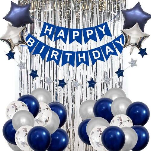 新品Night Blue Latex qBalloon Set Starry Night Blue Decorati