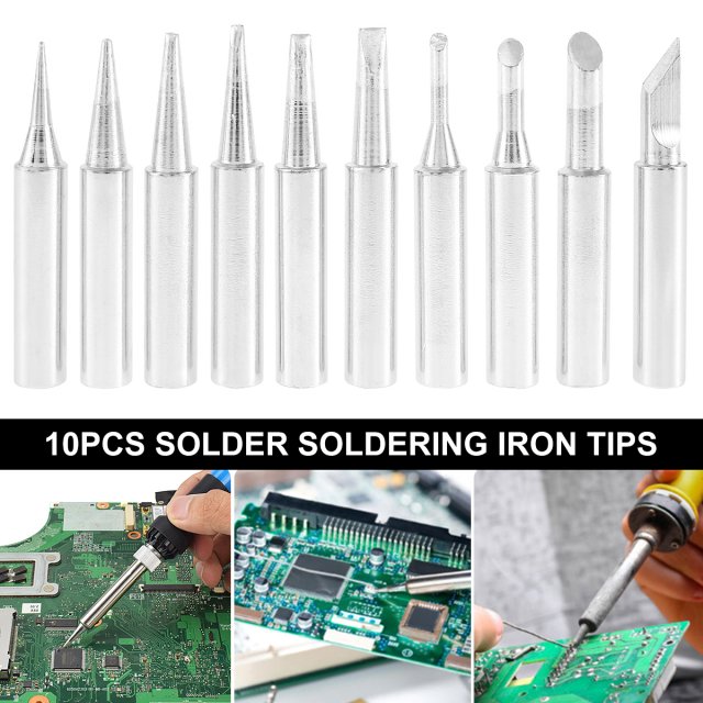 极速10Pcs Solidering Tips 10 Sizes Solder Iron Tips Kit Lead