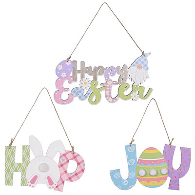 极速Wooden Happy Easter Dvecoration DIY Eggs Bunny Bird Car
