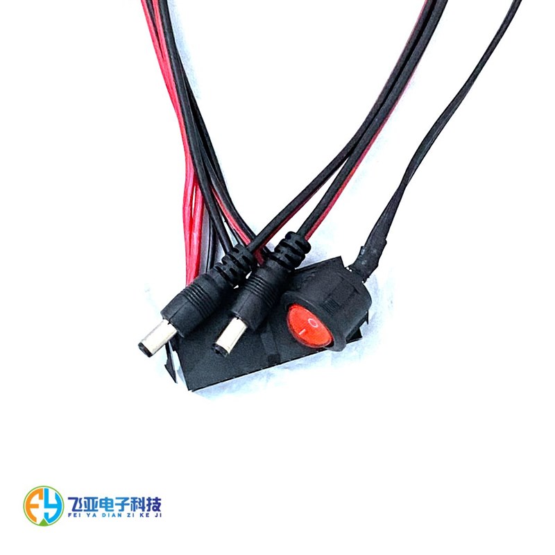 极速ATX24pin转DC5q525公头12V电源线 带啓动开关带灯24P转DC12V