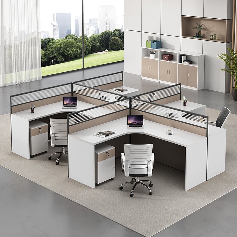 极速屏风办公桌4人位职员s桌卡座工位桌椅组合L型办公卡位电脑桌2