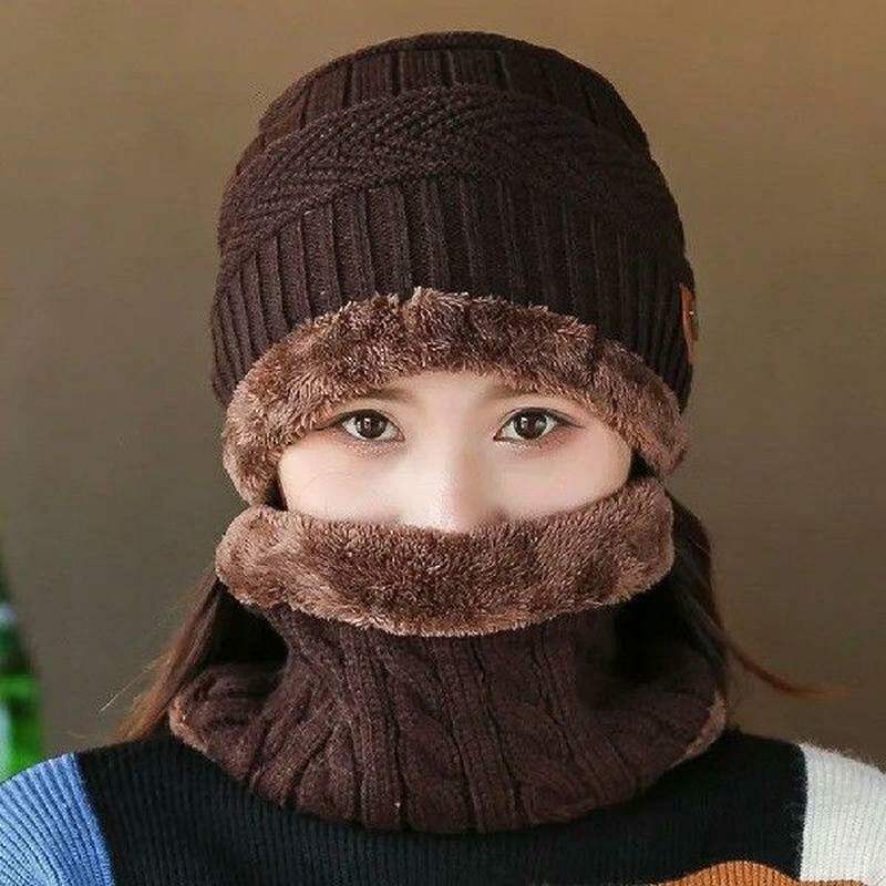 极速Winter Beanie Hat Scarf Set Fleece Scarf WinTter Hat Sof