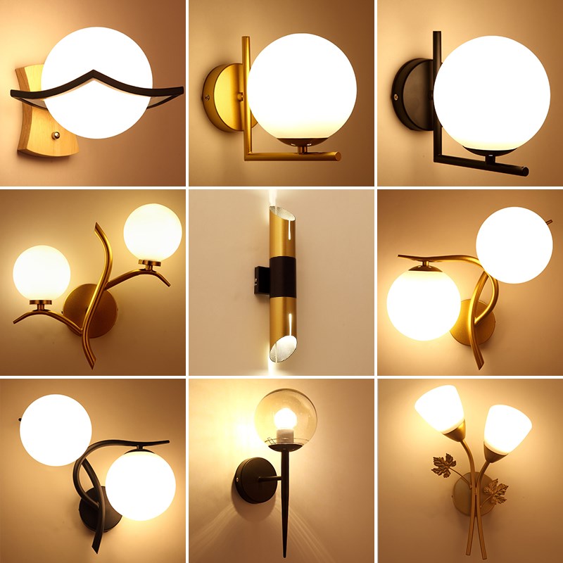 速发墙创床头灯卧室灯简约灯意背景壁壁灯单头楼梯间走廊灯具