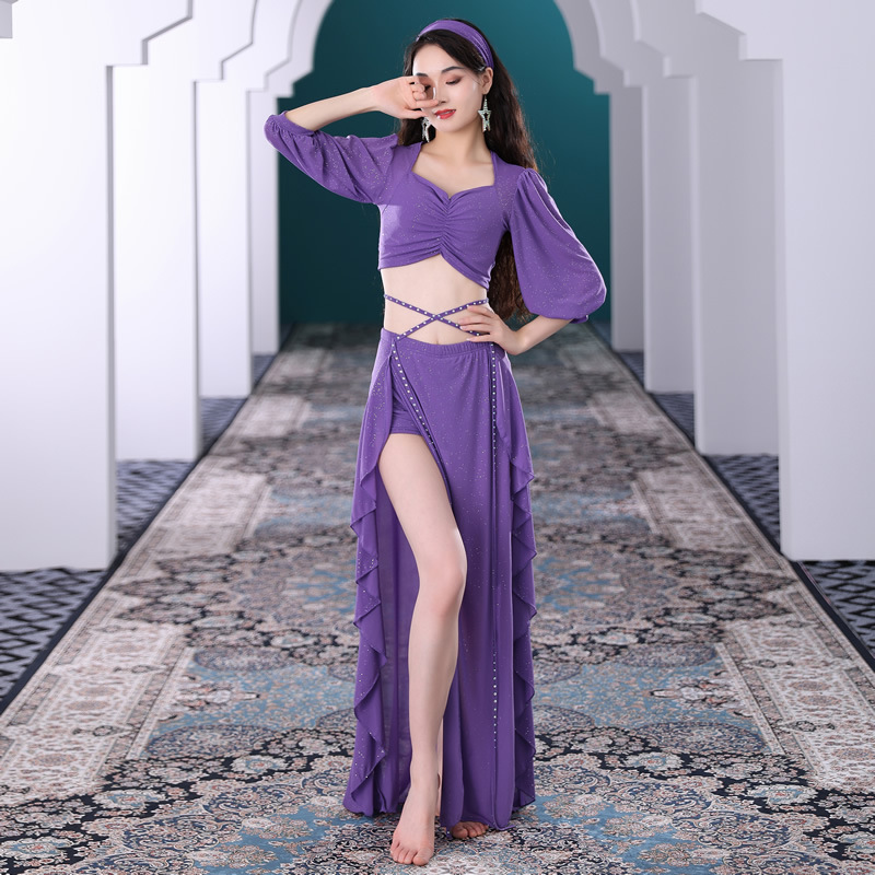 现货速发肚皮舞裙子套装东方舞服练功服表演服舞蹈班服法式宫廷风