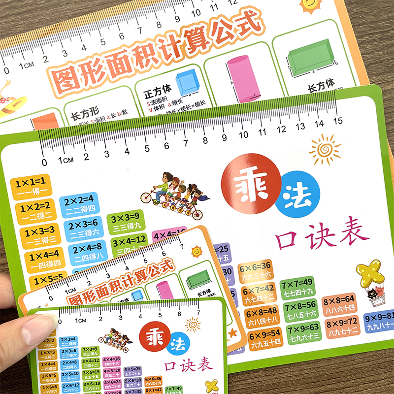 速发九九乘法除法口诀表卡片小学生数学单位换算面积计算公式尺子