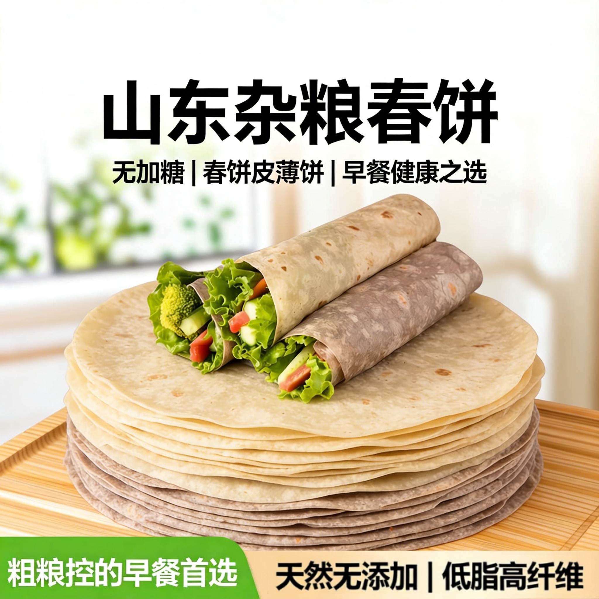 黑全麦卷饼荞麦饼早餐粗粮图片