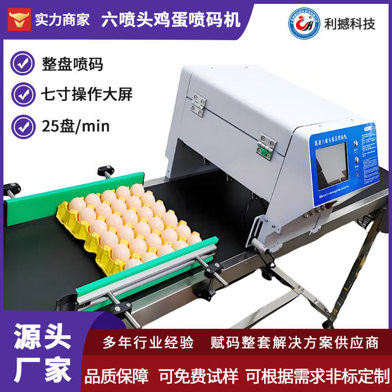 六喷头鸡蛋喷码机全自动输送带智能在线打码整盘鸡蛋食品级油墨