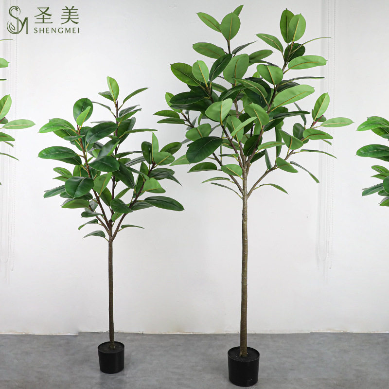 仿真直杆橡皮树琴叶榕盆景 家居客厅仿真绿植落地摆件家居装饰