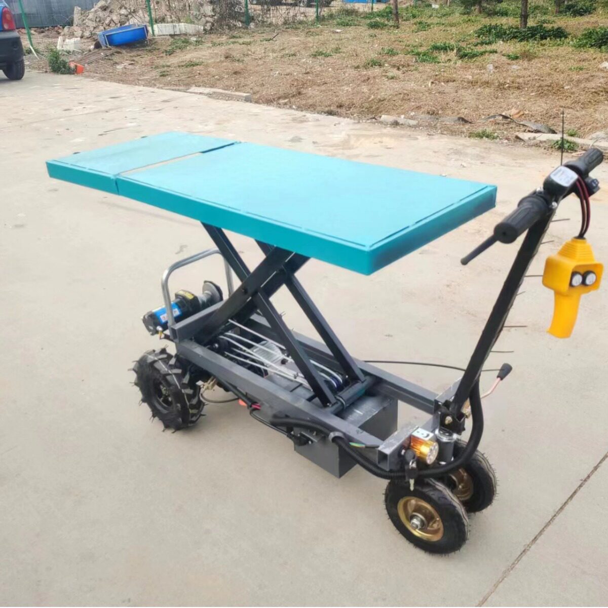 升降电动手推式平板车 三轮搬运拉砖自卸车 建筑工地砖头平板运输